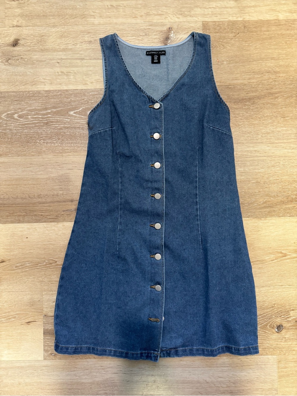 Sincerely Jules Blue Denim Button-Front Sleeveless Denim Dress